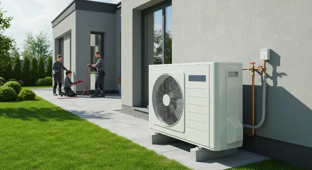 A Heat Pump installed outside the home