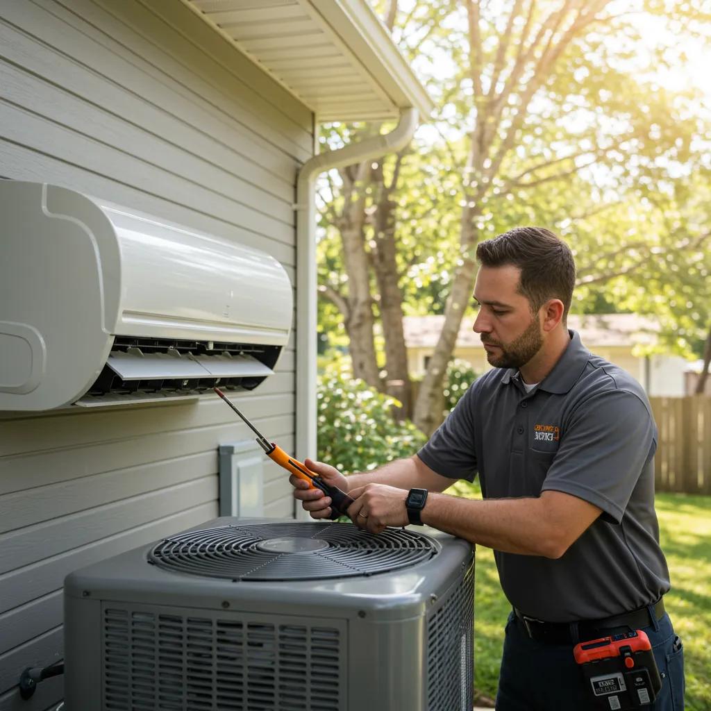 technician inspecting an air conditioning unit in a residential setting showcasing hvac expertise 34ea0d18 a358 49f2 9052 d1b44bcb09f5