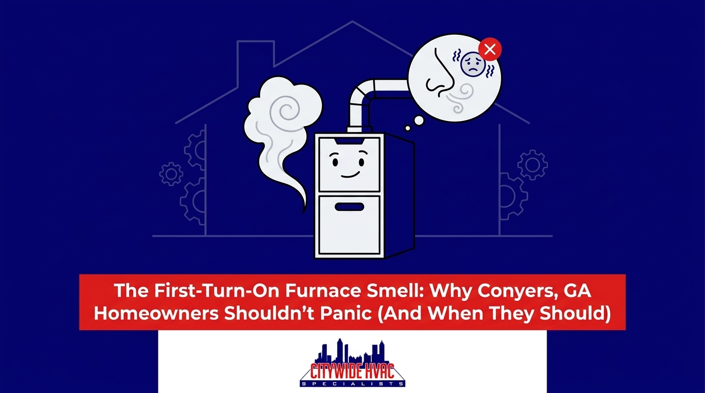 The First-Turn-On Furnace Smell: Why Conyers, GA Homeowners Shouldn't Panic (And When They Should) — featured image